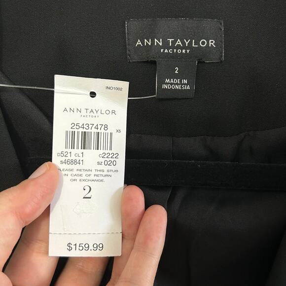 Ann Taylor Factory Long Sleeve Open Blazer Jacket NWT Women's Sz 2 Black Lined - Picture 4 of 5
